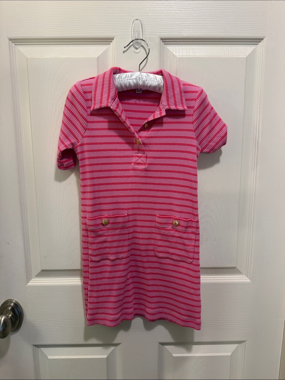 Crewcuts Pink Striped Polo Dress Top